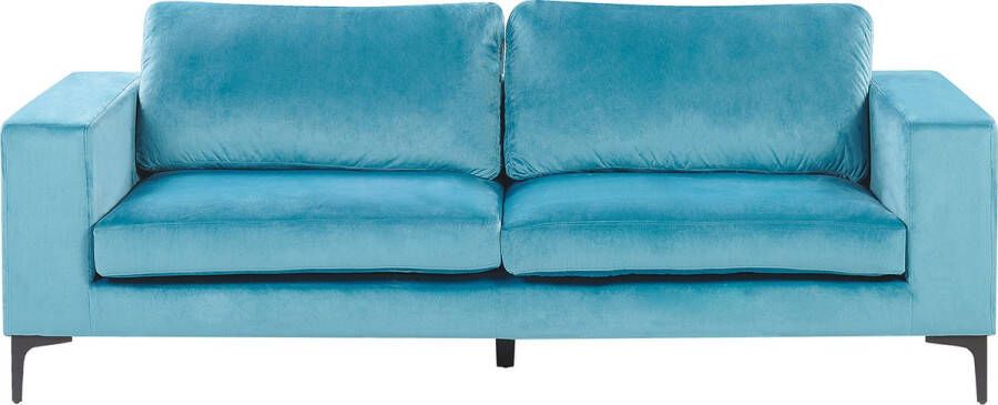 Beliani VADSTENA Three Seater Sofa Blauw Fluweel