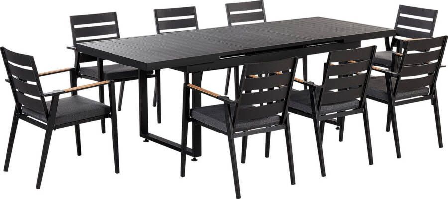 Beliani VALCANETTO TAVIANO Dining Set for 8 Zwart Aluminium