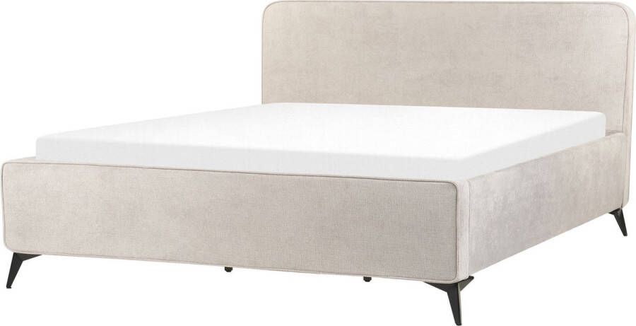 Beliani -VALOGNES-Tweepersoonsbed-Lichtgrijs-180 x 200 cm-Corduroy