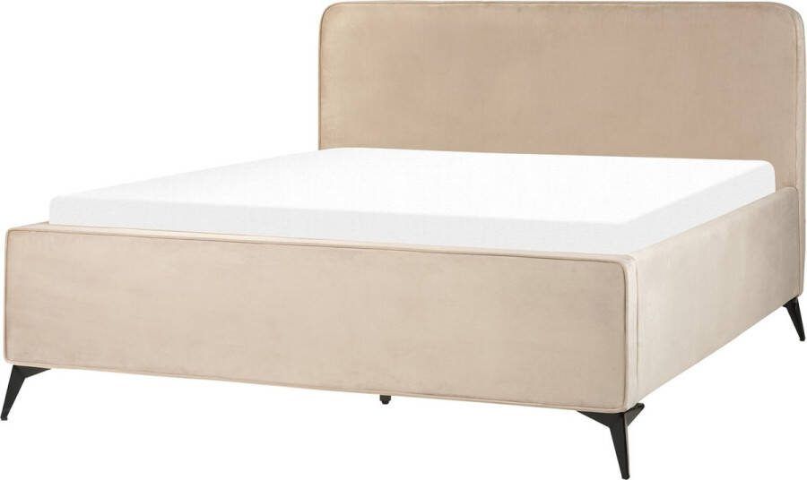 Beliani VALOGNES Tweepersoonsbed Taupe 160 x 200 cm Fluweel