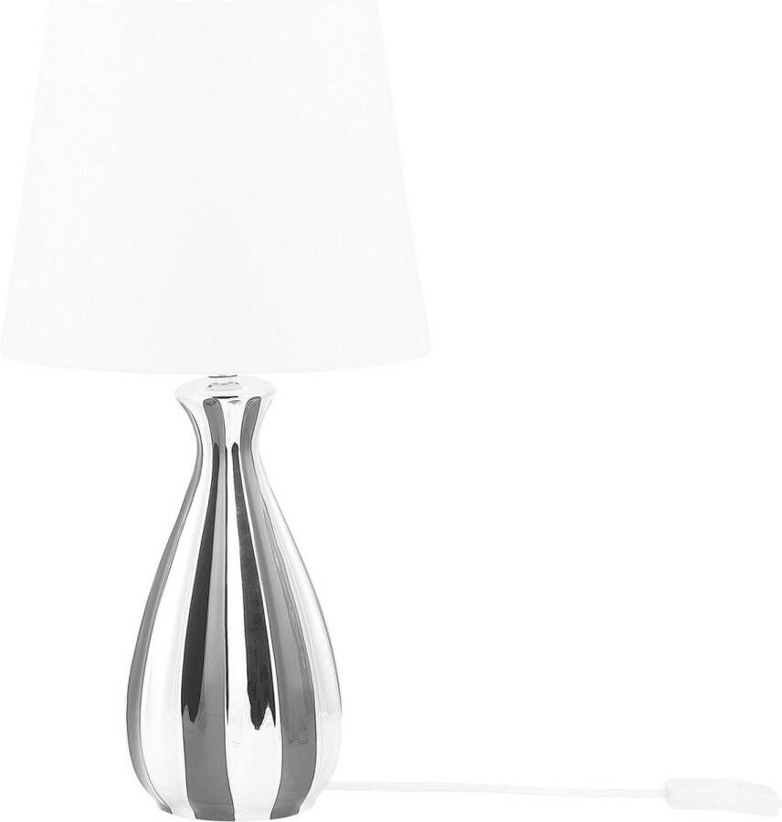 Beliani VARDJA Bedlamp-Zilver-Keramiek