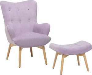 Beliani VEJLE Chesterfield fauteuil Roze Fluweel