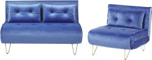 Beliani VESTFOLD Living Room Set Blauw Fluweel