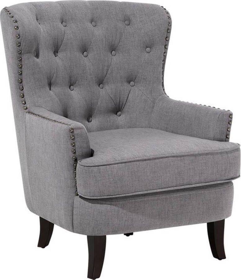 Beliani VIBORG Chesterfield fauteuil Grijs Polyester