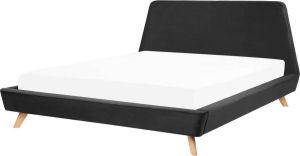 Beliani VIENNE Tweepersoonsbed Zwart fluweel