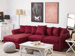 Beliani VIKNA Corner Sofa Rood Polyester