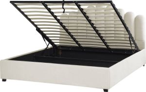 Beliani VINCENNES Bed met opbergruimte wit Fluweel