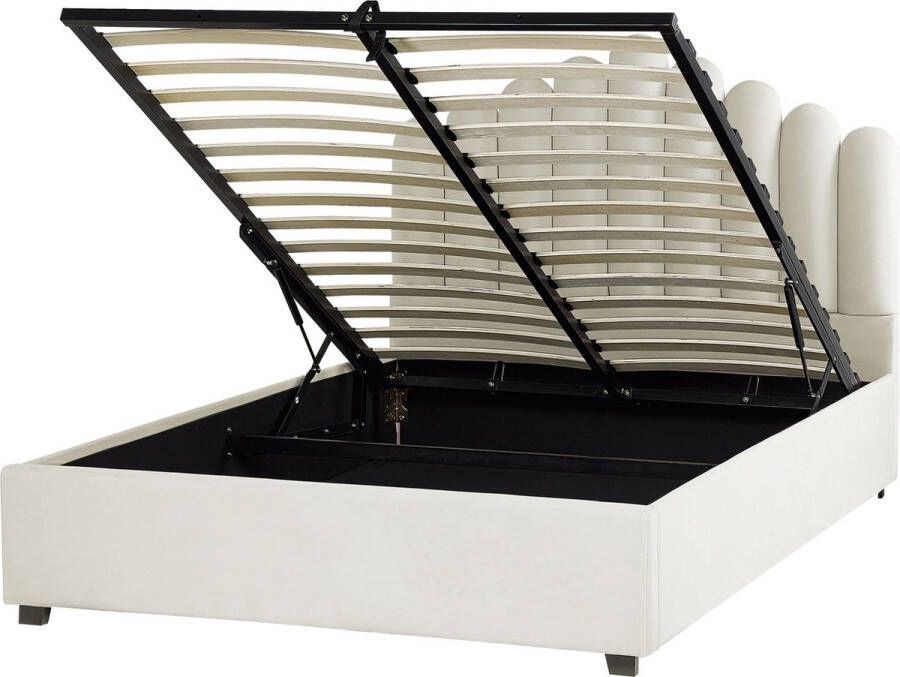 Beliani -VINCENNES-Bed met opbergruimte-Wit-140 x 200 cm-Fluweel