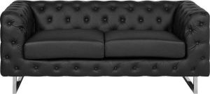 Beliani VISSLAND Chesterfield bank Zwart Kunstleer