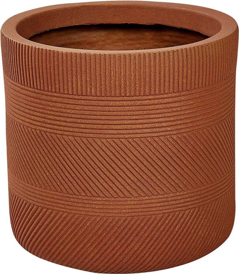 Beliani VOULA Bloempot 24 cm Goudbruin Kleivezels