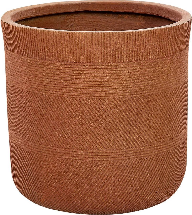 Beliani VOULA Bloempot 40 cm Goudbruin Kleivezels