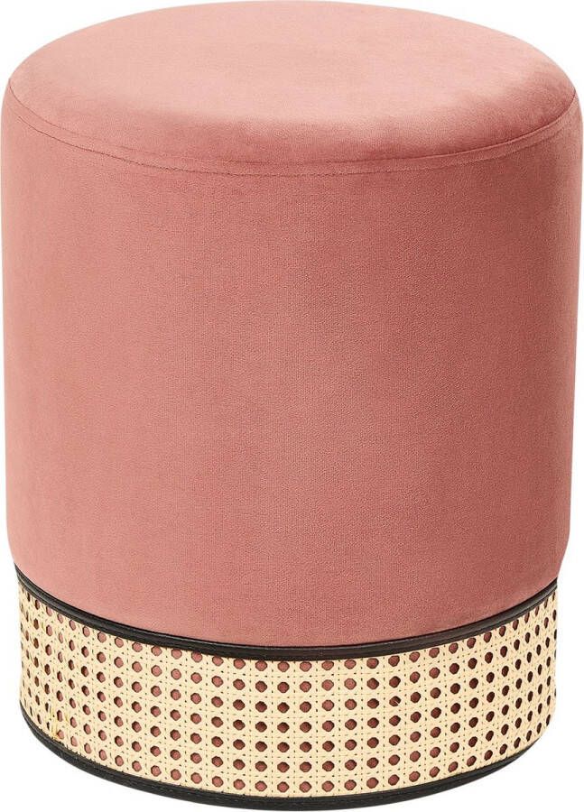 Beliani YANKTON Poef-Roze-Fluweel