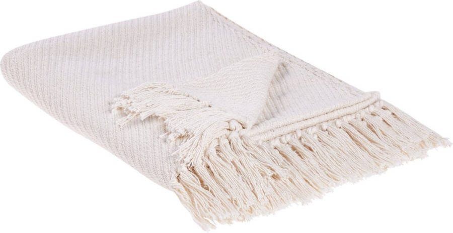 Beliani YARSA Plaid Beige 125 x 150 cm Katoen