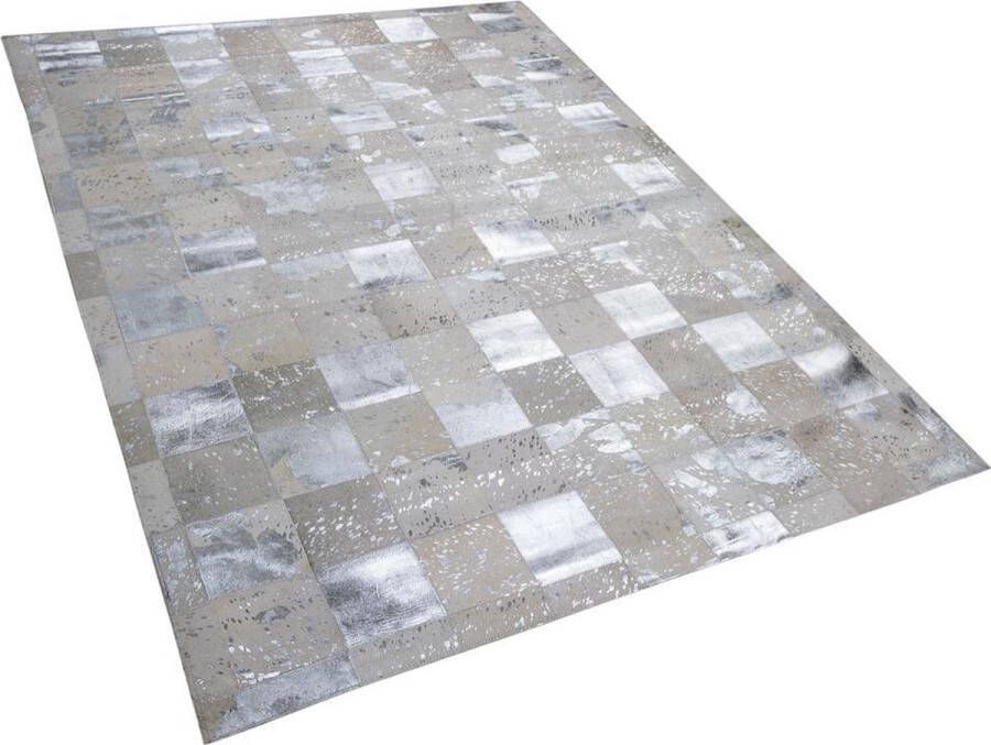Beliani YAZIR Patchwork-Zilver-Koeienhuid leer
