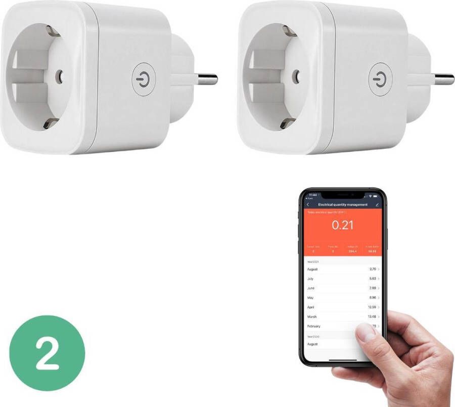 BELIFE Smart Plug 2 stuks Slimme Stekker met ENERGIEMETER Google Home & Amazon Alexa Compatible Smart Home