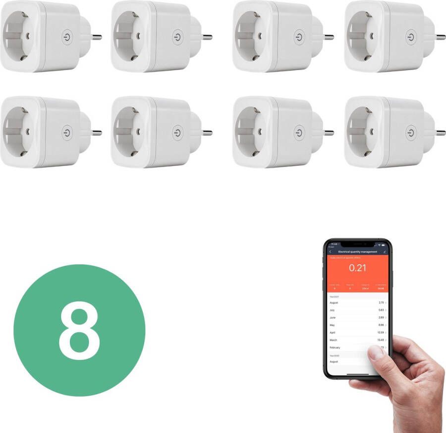 BELIFE Smart Plug 8 stuks Slimme Stekker met ENERGIEMETER Google Home & Amazon Alexa Compatible Smart Home