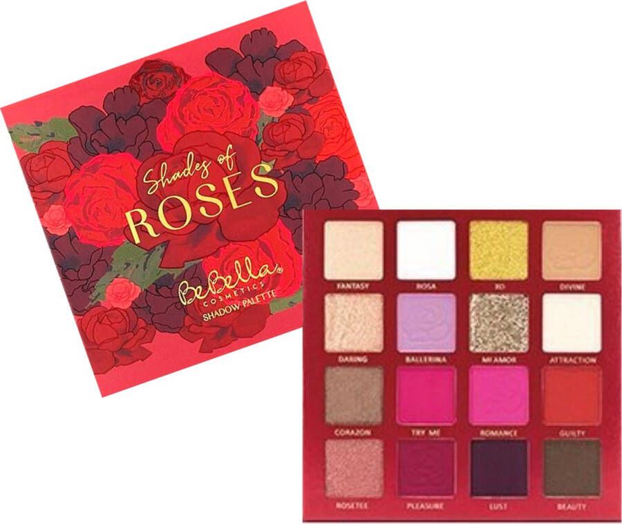 Bella Cosmetics Be Shady Of Roses 16 kleuren Oogschaduw Palette BE16A 16 g