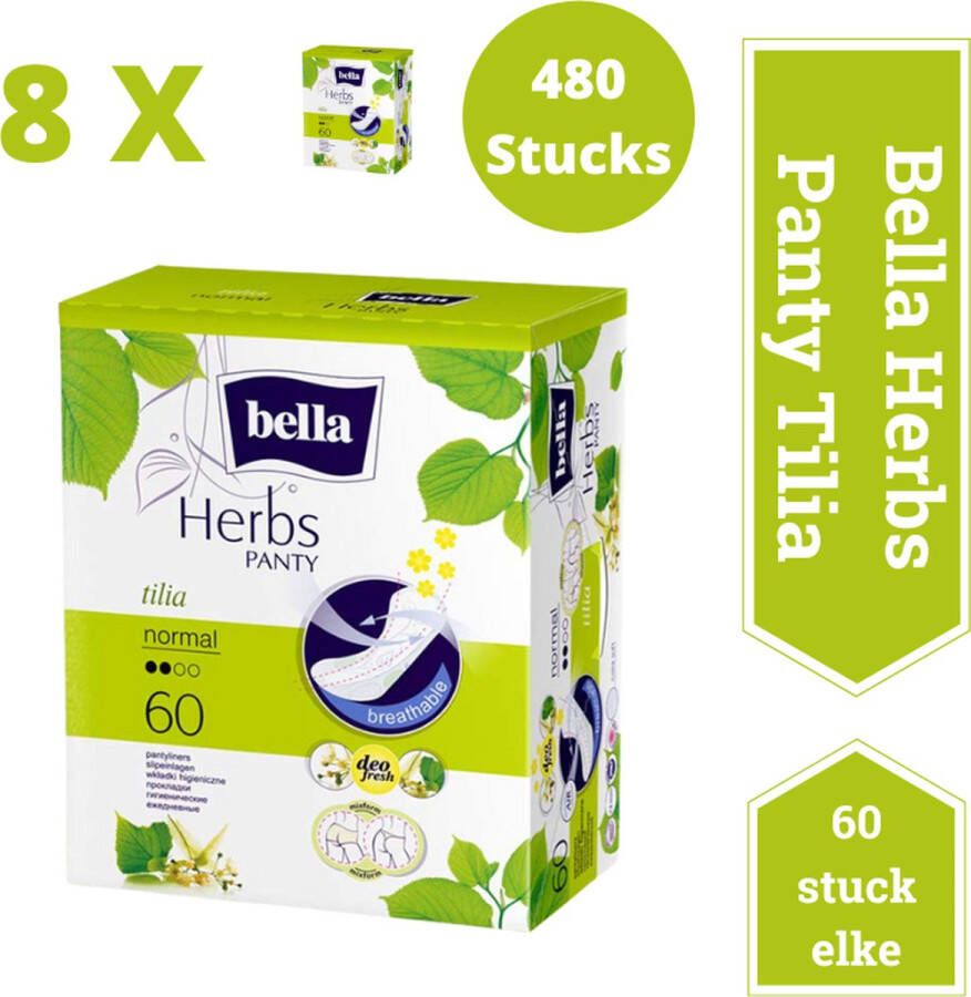 Bella Herbs Inlegkruisje Tilia Normaal (60 stuks per pak) pak van 8 combo. Kruid Tilia Ademend deo vers Voordeelverpakking- 480 stucks