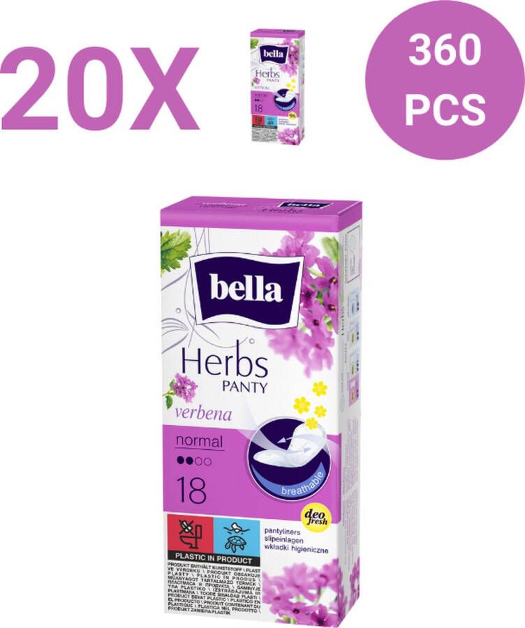 Bella Herbs Inlegkruisje Verbena Normaal (18 stuksin 1 pak) pak van 20 combo Kruid Verbena Ademend deo vers Hoogwaardige kwaliteit Voordeelverpakking 360 stucks