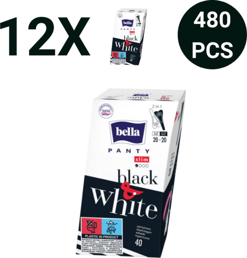Bella Inlegkruisje Slim Zwart & Wit (40 stuks per pak) pak van 12 ideaal voor lingerie Voordeelverpakking 480 stucks