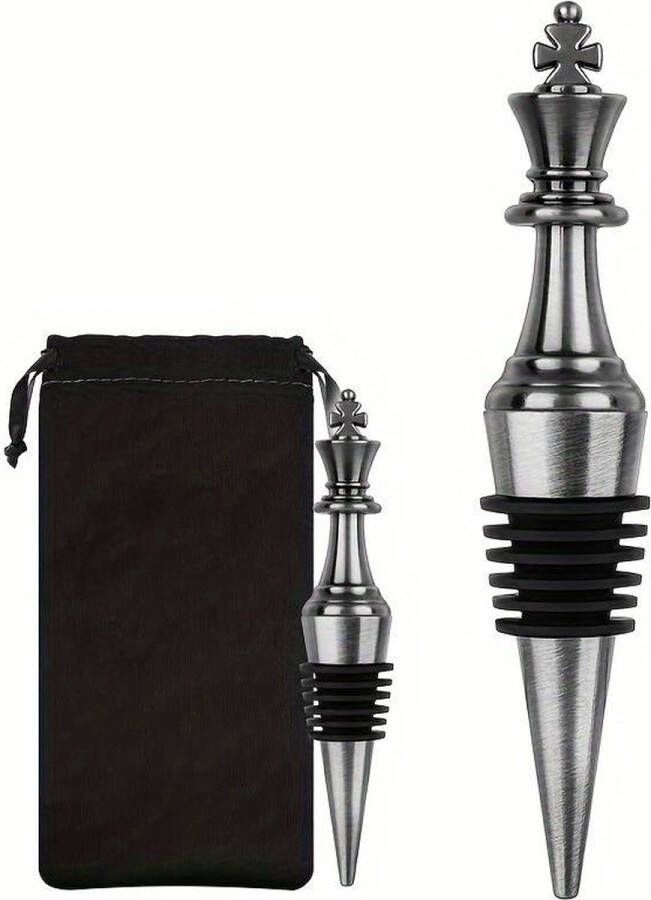 BellaCeramics schaakstuk wijnstopper wijnkurk wijnafsluiter wijnaccessoires |zilver B 15 mm H 114 mm