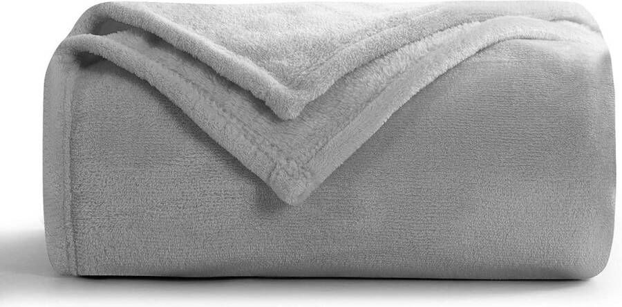 Bellamar Wollig fleecedeken grijs deken bank XL 150 x 200 cm warme bankdeken knuffelige woondeken lichtgrijs zacht als woonkamer deken bankdeken