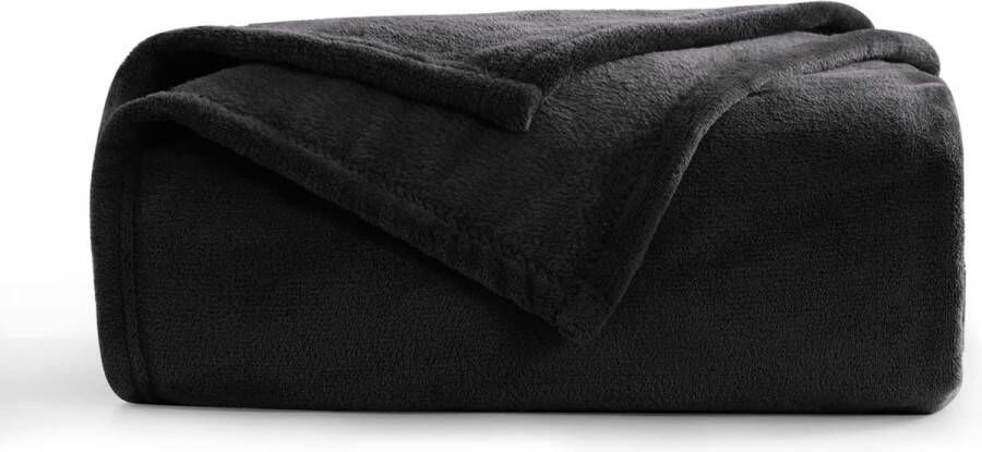 Bellamar Wollige fleecedeken bank deken zwart klein 130 x 150 cm bankdeken knuffelige woondeken zwart