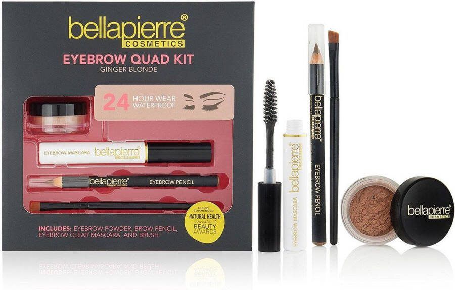 Bellapierre cosmetics Bellapierre Eyebrow quad kit Ginger Blonde Wenkbrauw potlood Wenkbrauw poeder Wenkbrauw gelmascara penseel Mineral Make Up Wenkbrauw kit