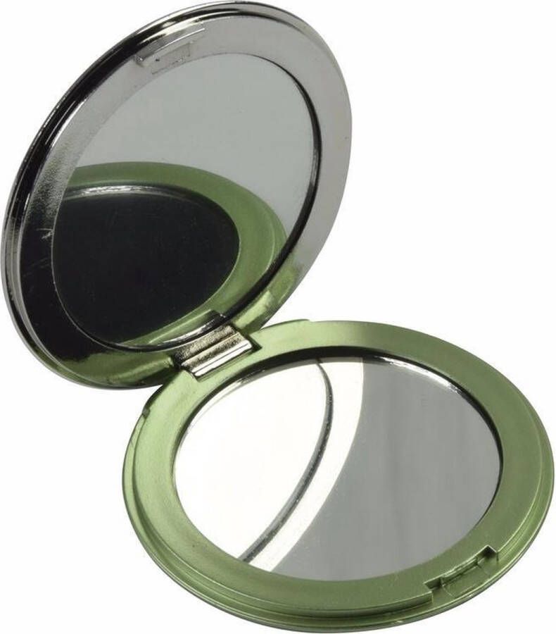 Merkloos Zak spiegeltje groen dia 7.5 cm inklapbaar Make-up spiegeltjes