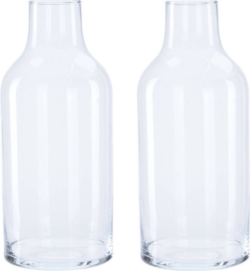 Merkloos Sans marque 2x Glazen fles vaas vazen 13 5 x 30 cm transparant 3300 ml Home deco woondecoratie vazen