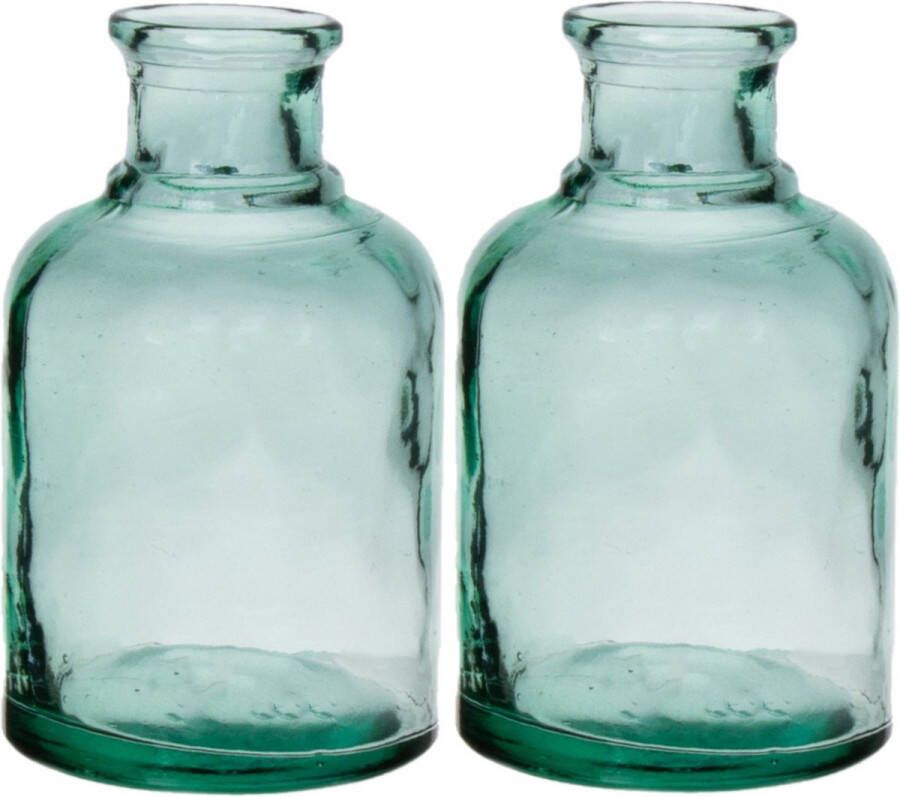 Bellatio Design Bloemenvaas 2x gerecycled glas transparant helder D12 x H20 cm Vazen