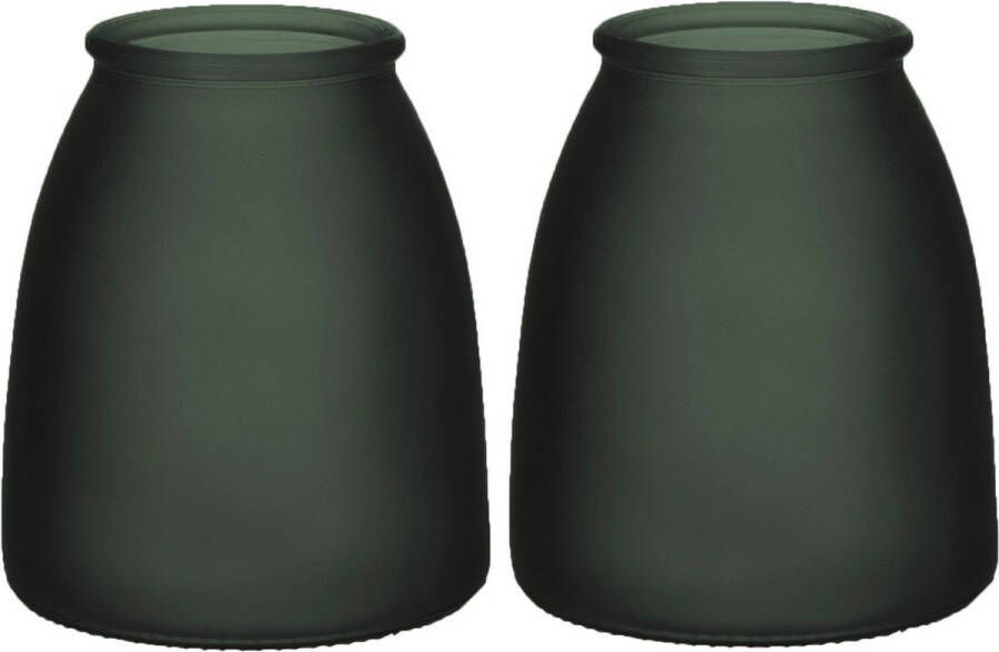 Bellatio Design Bloemenvaas 2x mat groen glas D13 x H15 cm Vazen