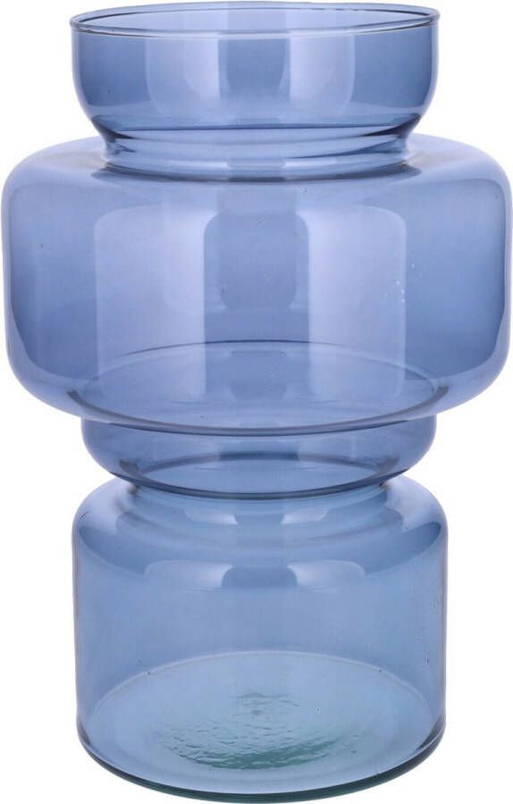 Bellatio Design Bloemenvaas blauw transparant gerecycled glas D17 x H25 cm vaas