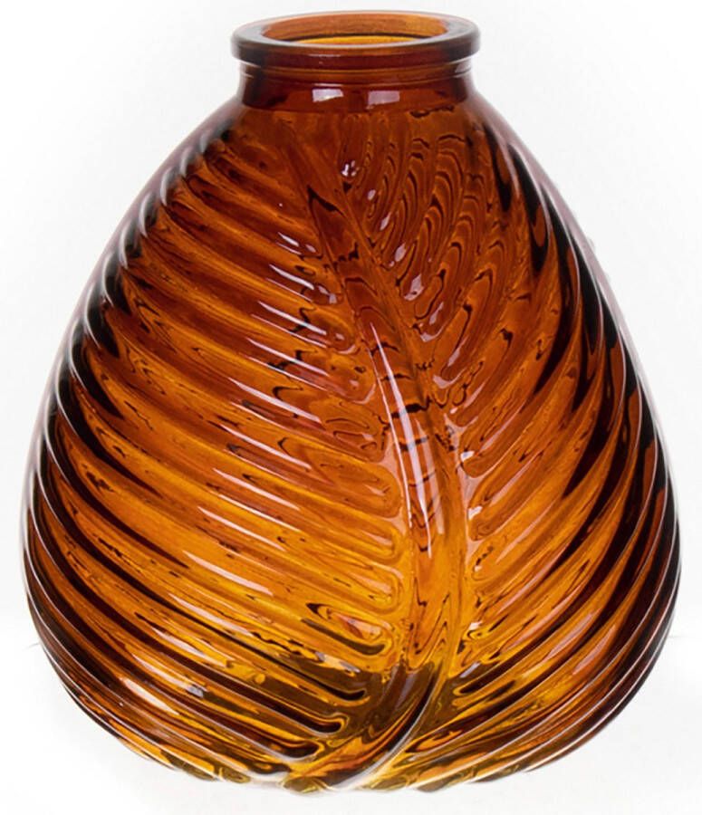 Bellatio Design Bloemenvaas bruin transparant glas D14 x H16 cm vaas