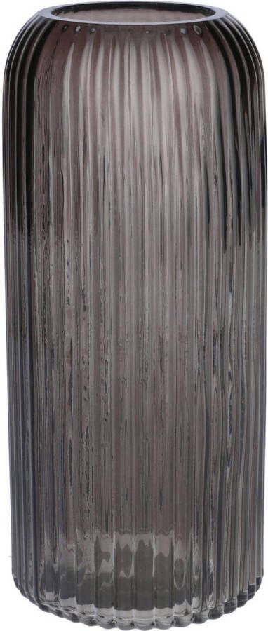 Bellatio Design Bloemenvaas grijs tansparant glas D10 x H25 cm vaas