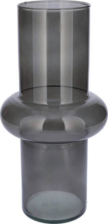 Bellatio Design Bloemenvaas grijs transparant gerecycled glas D15 x H31 cm vaas