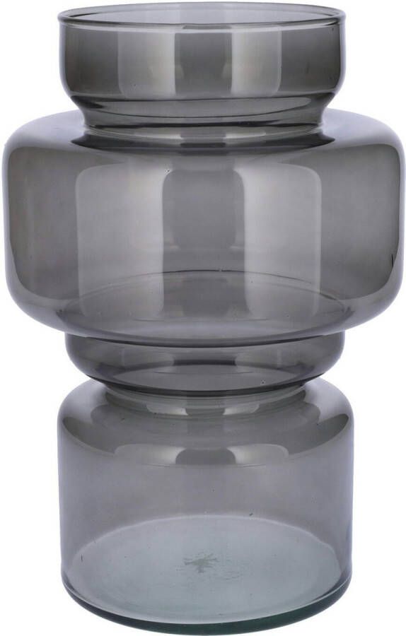 Bellatio Design Bloemenvaas grijs transparant gerecycled glas D17 x H25 cm vaas