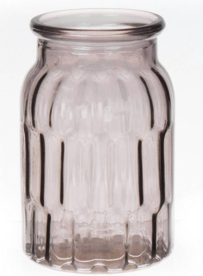 Bellatio Design Bloemenvaas grijs transparant glas D12 x H18 cm vaas