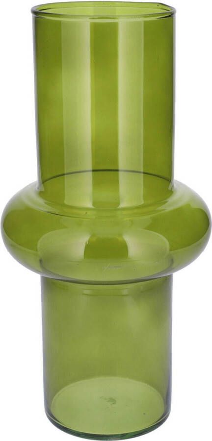 Bellatio Design Bloemenvaas groen transparant gerecycled glas D15 x H31 cm Vazen