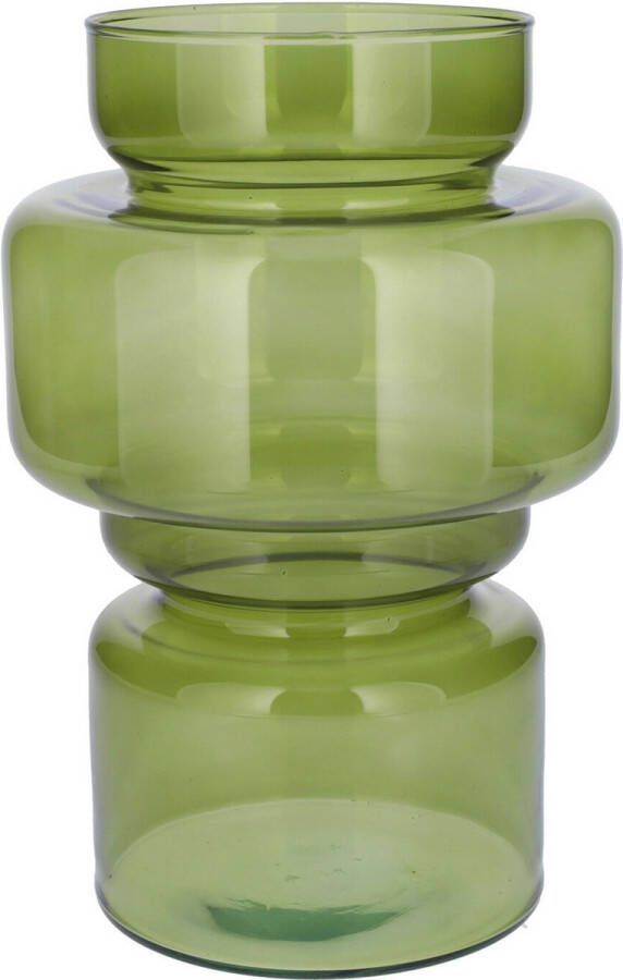 Bellatio Design Bloemenvaas groen transparant gerecycled glas D17 x H25 cm vaas