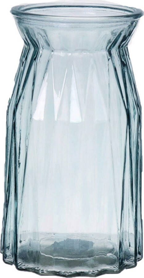 Bellatio Design Bloemenvaas helder blauw transparant glas D12 x H20 cm Vazen