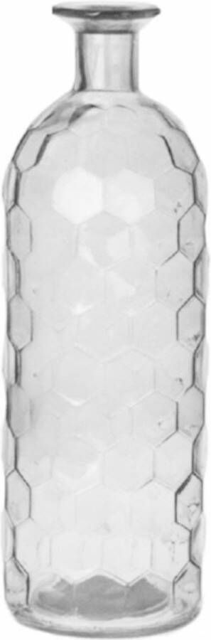 Bellatio Design Bloemenvaas helder transparant glas honingraat D7 x H20 cm vaas