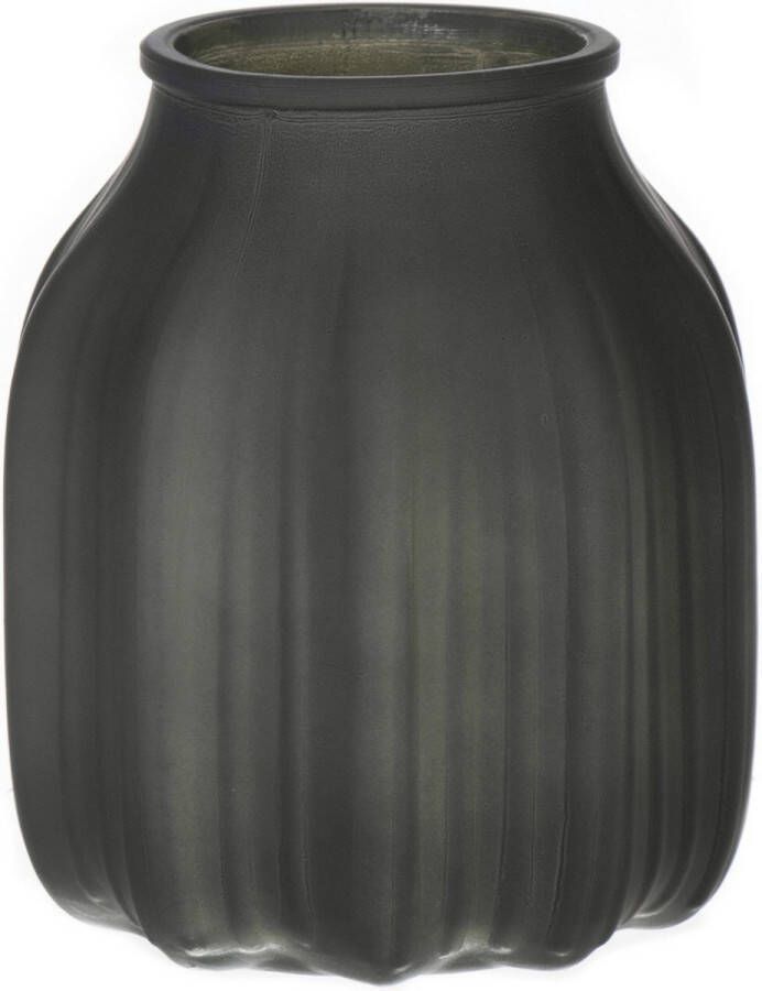 Bellatio Design Bloemenvaas klein mat groen glas D14 x H16 cm Vazen