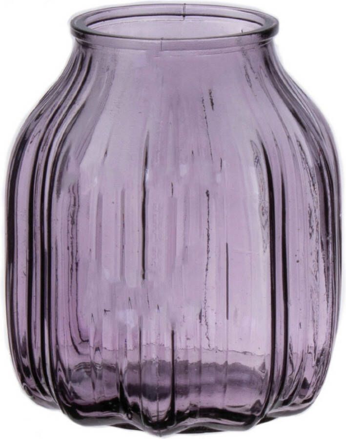Bellatio Design Bloemenvaas klein paars transparant glas D14 x H16 cm vaas