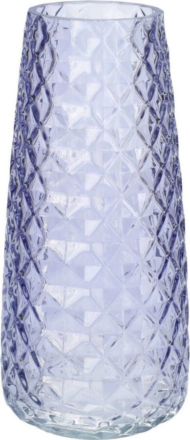 Bellatio Design Bloemenvaas lavendel paars transparant glas D10 x H21 cm vaas