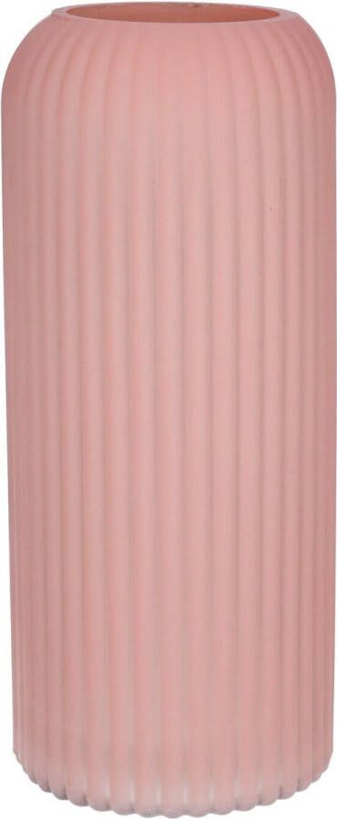 Bellatio Design Bloemenvaas oud roze matglas D9 x H20 cm vaas
