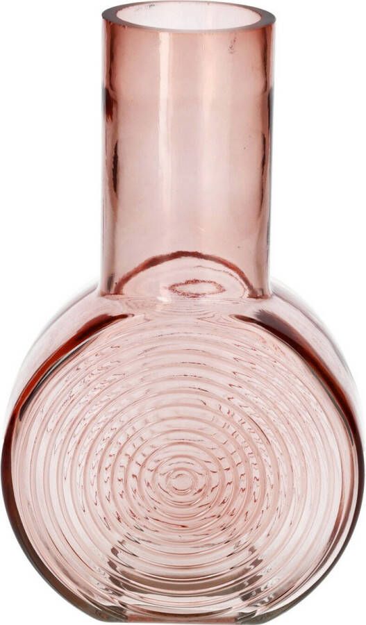 Bellatio Design Bloemenvaas oud roze transparant glas D6 x H23 cm vaas
