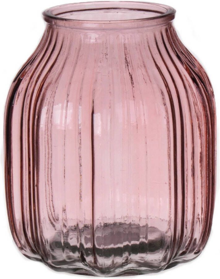 Bellatio Design Bloemenvaas oudroze transparant glas D14 x H16 cm vaas