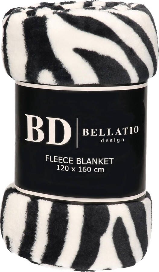 Bellatio Design Fleece plaid deken kleedje zebra dieren print 120 x 160 cm Zeer zachte coral fluffy teddy fleece Warme plaids dekens