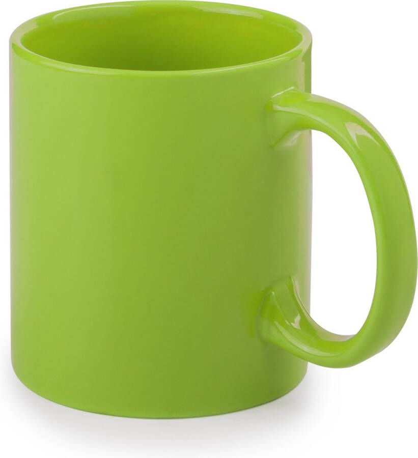 Bellatio Design Koffie mokken bekers 1x keramiek glans met oor groen 370 ml Bekers